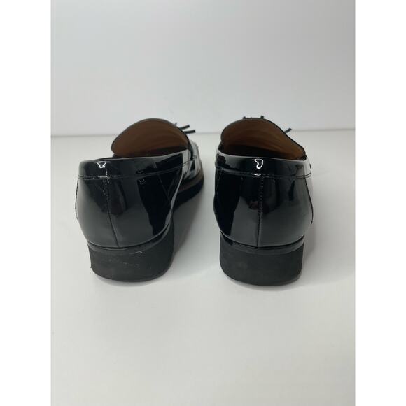 Franco Sarto Loafers Carolynn Lug Sole Tasseled Slip On Shiny Black 10M Office - Picture 7 of 12